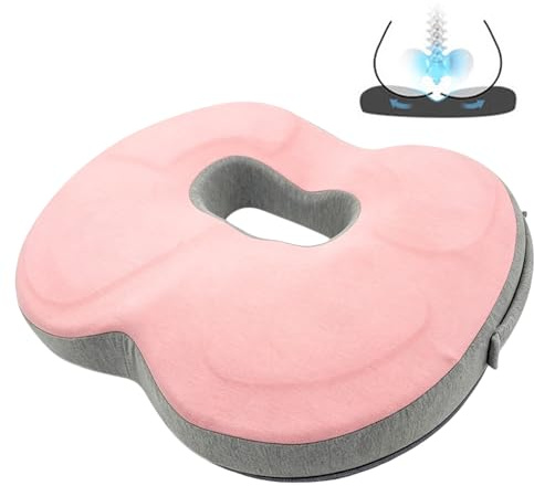 Coussin de siège orthopédique, coussin anti-escarres pour chaises de bureau, soulagement ergonomique du coccyx, des hémorroïdes et des hanches, pour canapés, bureaux, voitures, rose et gris clair