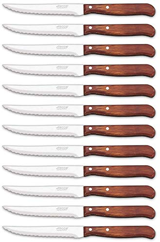 Arcos 100400-DUN14 Series Latina-Box Couteau à steak Lame en acier inoxydable Nitrum 105 mm Poignée Paquet Bois Marron (12 pièces) et Plastique