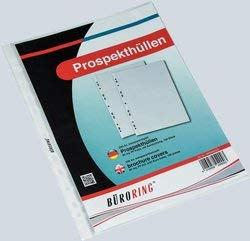 Büroring A4 Prospekthülle, 80my, PP-Folie, glasklar, oben+links offen, 100 Hüllen