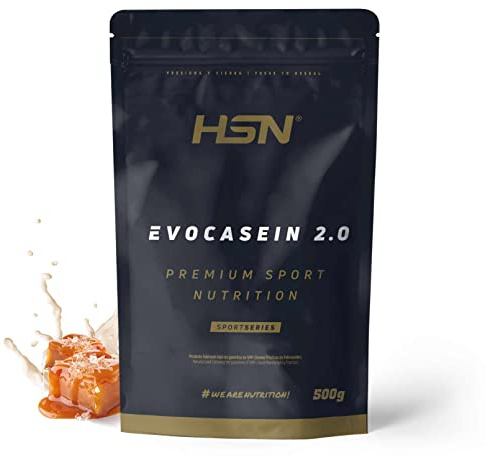 HSN Caseína Micelar Evocasein 2.0 | Caramelo Salado 500g | Batido de Proteína Secuencial Ideal para Antes de Dormir | Con Enzimas Digezyme® | No Incluye Dosificador | No-GMO, Vegetariana, Sin Gluten