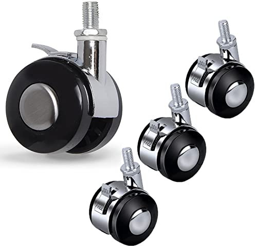 YHBZ roulettes de Meubles 50mm,Roue pivotante à Tige filetée 4 pièces,roulettes de Rechange avec Frein,roulettes Doubles Non marquantes,M10
