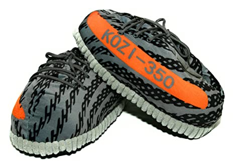 KZK KrazeKickz Sneaker Slippers for Adults - Fluffy Slides for Women & Men - Unisex (Beluga)