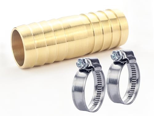 GASMIS 11/4-30mm Messing Schlauchverbinder Gerade inkl. Schlauchschellen