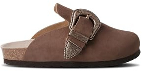 Genuïns Huma Velour Mujer - Zuecos de Vestir - Calzado de Moda extracómodo (Tierra - 38)