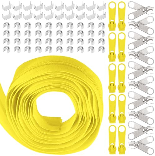 Swpeet 1 rulle 10 m #5 gul nylon dragkedja tejp dragkedja remsa 20 st matchande dragkedja sliders set set med dragkedja rulle oändlig dragkedja med dubbel cursore enkel dragkedja per cucire