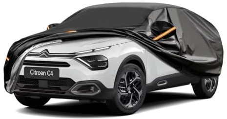 GUNHYI Bache pour Voiture Étanche Respirante Compatible avec Citroen C4(2004-2024),6 Couches Housse Protection Voiture Extérieur,Contre Pluie Soleil Poussière avec Zip et Doublure en Coton,2L.