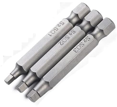 Fixinus Embouts de tournevis carrés, tige hexagonale 1/4, acier S2 SQ1 SQ2 SQ3 - Embouts magnétiques - 50 mm de long