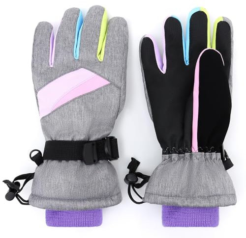 JANGANNSA Kids Waterproof Ski Gloves Warm Winter Accessories for Boys & Girls Aged 10-13
