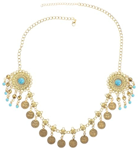 FRCOLOR Boho huvudkedja guld vintage pannband med tofsar retro huvudbonad för kvinnor för festivaler och fester