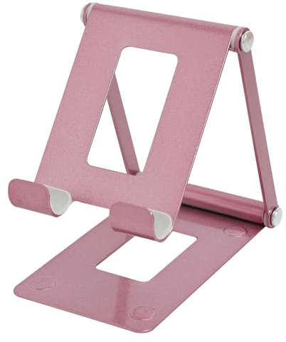 Novstuf Foldable Phone Stand, Adjustable Durable Tablet Holder Multi-Angle Portable Phone Stand Holder Universal Aluminum Desktop Stand Dock for iPhone iPad Galaxy Samsung Tablets Up to 9.7 In (Pink)