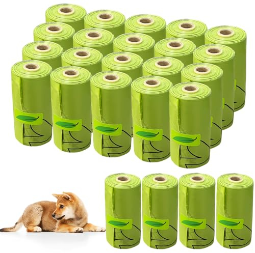Eckerdromk Bolsas Caca Perro 24 Rollos 360 Bolsa, Bolsas para Excrementos de Perros, Biodegradables Caca Perro Bolsas, Extra Grueso, Fuerte y a Prueba de Fugas Bolsas para Caca de Perro (Verde)