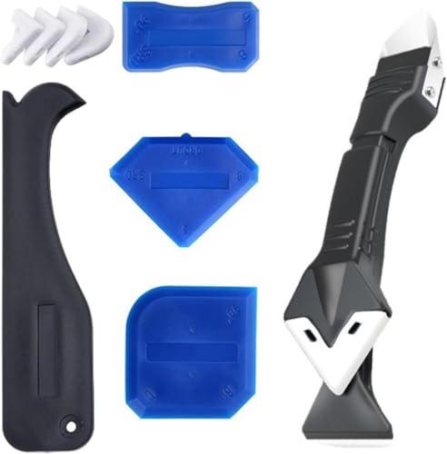 Strumento per sigillatura in silicone, strumento multiuso 3 in 1, strumento di rimozione del silicone, strumento di finitura composto per smaltatura, kit di raschietto, raschietto per bagno, cucina