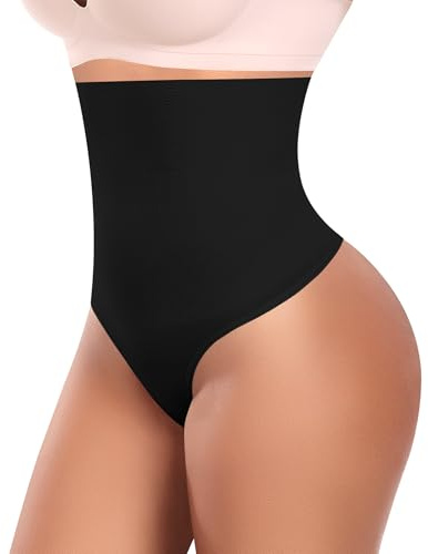 YARRCO String Gainante Femme Ventre Plat Invisible Culotte Sculptante Gaine Amincissante Taille Haute Panty Gainant Tanga Shapewear Thong (Noir,L)