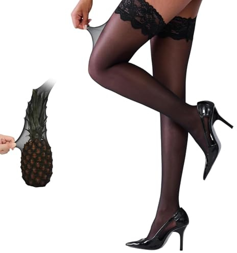 OuryTech Calze Donna, Calze Autoreggenti con Banda in Silicone, Sexy Calze Alte per Coscia in Nylon Trasparente per Donna