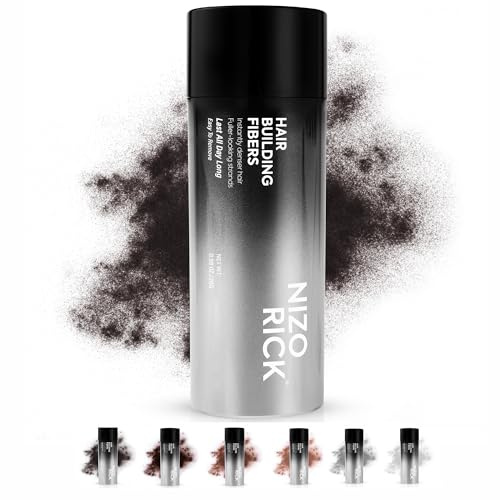 NIZORICK Fibre Capillaire Noir 28g,Poudre Densifiante Cheveux Homme Pour Cheveux Clairsemés et Zones Dégarnies,Aspect Plus Dense,Longue Tenue