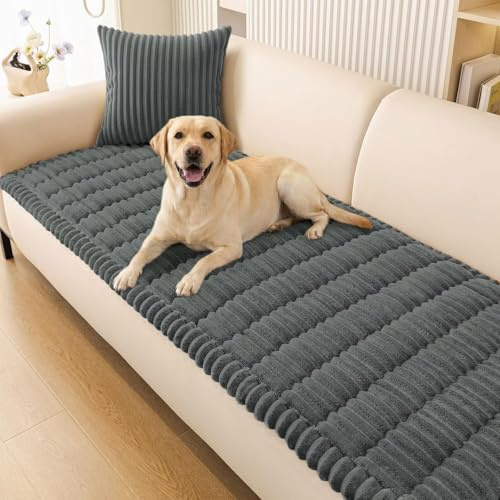 Homaxy Thick Soft Sofa Covers, Dark Grey, 70x180cm | Washable Non-Slip Couch Cover, Sofa Slipcover for Dogs Pets Kids, 3 Seater Furniture Protector for Living Room
