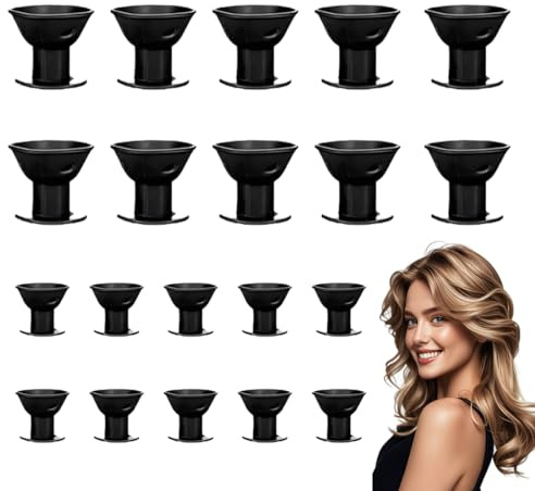 Quesuc 20 Piezas Rulos Para El Pelo Rulos De Silicona Rulos Sin Calor Rulos Champiñón Mágico Para El Pelo Para Salón Peluqueras Mujeres Niñas 2 Tamaños Negr