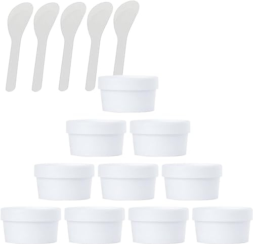 Kosmetikburkar, 10 st plastförvaringsburkar med innerfoder 5X spatel