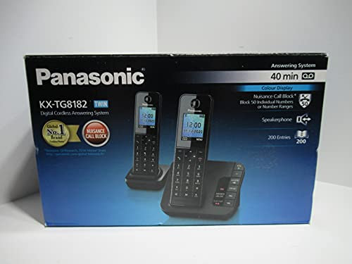 Panasonic KX-TG8182EB Cordless Phone with Answering Machine (DECT,Hands Free Functionality, Low Radiation)