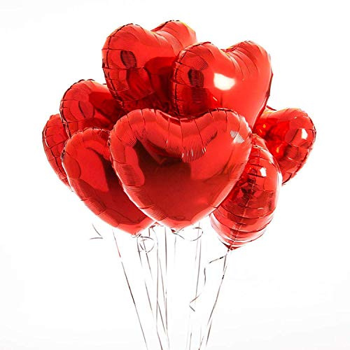 envami® Globos De Corazón Globos De Foil 10 Uds. - Ideal Como Decoración De Boda, Decoración De Cumpleaños O Decoración De Fiesta (Rojo)