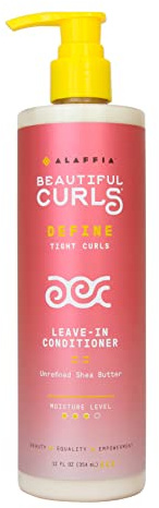 Alaffia Hair Care, Beautiful Curls, Leave in Conditioner for Tight Curls, Thick & Curly Hair Products, Shea Butter, Vitamin E & Coconut Oil, 12 Fl Oz