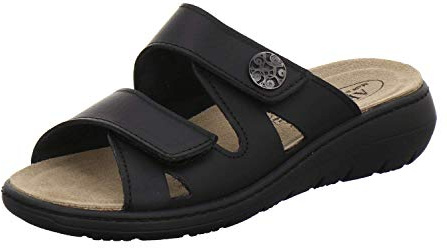 AFS-Schuhe 2808, mules confortables en cuir pour femme, chaussures de travail pratiques avec semelle interchangeable, chaussons confortables, Cuir lisse noir., 36 EU