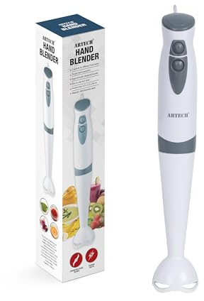ARTECH Hand Blender 200W | 2-Speed Electric Stick Blender with Chopper Attachment | Detachable Shaft, Stainless Steel Blade | Perfect for Soups, Dips, Sauces, Smoothies & Baby Food