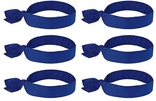 Ergodyne Chill Its 6700 Cooling Bandana, Evaporative Polymer Crystals For Cooling Relief, Tie For Adjustable Fit, 6-Pack Blue