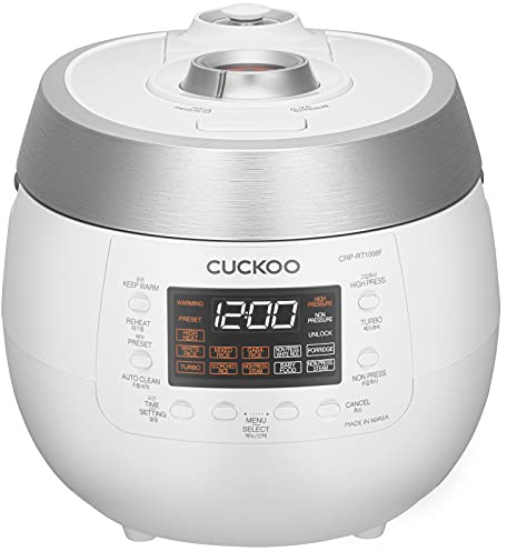 CUCKOO CRP-RT1008F Digitaler Dampfdruck Reiskocher | TWIN PRESSURE | 1150 Watt 1,8 Liter 10 Tassen, Weiß