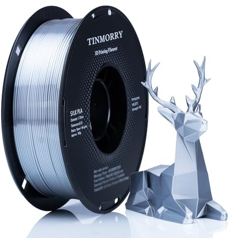 Silk PLA Filament 1,75mm, TINMORRY 3D Drucker Filament 1kg spool, Seide silber