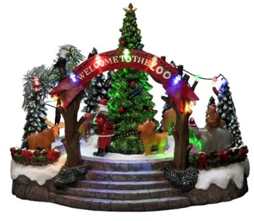 Konstsmide LED Szenerie Weihnachtszoo, mit Musik, 19 Dioden, 4,5V Innentrafo/batteriebetrieben, schwarzes Kabel - 4237-000