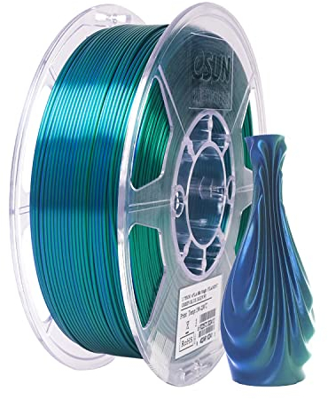 eSUN Seide Zweifarbig PLA Filament 1.75mm, Dichromatic Silk Magic PLA 3D Drucker Filament, 1KG Spule Co-Extrusion 3D Druck Filament für 3D Drucker, Seide Grün und Blau