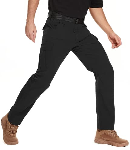 NATUVENIX Pantalon cargo tactique pour homme, travail, randonnée, combat, chasse, voyage léger, indéchirable, noir, 30W x 30L