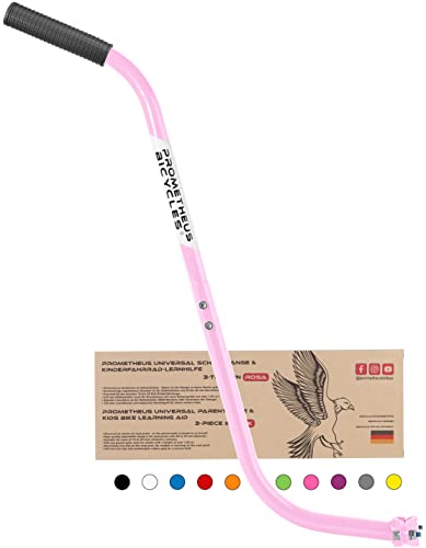 PROMETHEUS BICYCLES Fahrradstange für Kinderfahrrad | Schiebestange Kinderfahrrad | universal Schubstange Fahrrad Kinder teilbar rutschfest stabil - Rosa