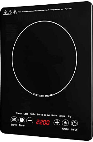 Irishom Induktionsherd Einzel-induktionskochplatte Induktionskochfeld, 10 Leistungsstufen, 2000W Max, Glas-Keramikoberfläche