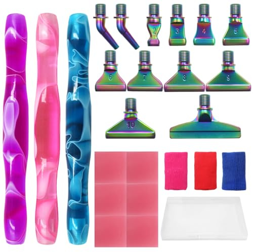 Senhai Juego de 24 bolígrafos de pintura de diamantes, puntas de metal coloridas, puntas de rosca de tornillo, bolígrafo de pintura de diamante 5D, accesorios de pintura de diamante para manualidades