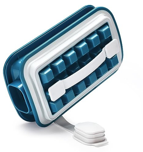 Hydrate Bottles Ice Tray with Lid - Plastic Ice Cube Maker - Ice Breaker Pop Tray - Space Optimal Design Ice Maker Tray for Small Freezer - No-Spill Ice Tray for Clean and Fresh on Demand - Green