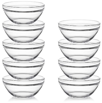 Sweejar 5.5 inch Glass Soup Bowls Set, 20 oz Cereal Bowls, Bowls Set for Cereal Soup Salad Pasta Rice Oatmeal, 9 pack