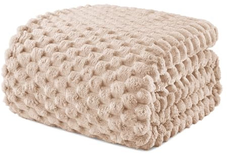 Exclusivo Mezcla Manta Cama Color Camel - Manta Sofá, Manta Polar, Franela Doble Cara Suave, Ligera y Fácil Cuidado, Todas Estaciones, Jacquard Elegante, 150x200 CM