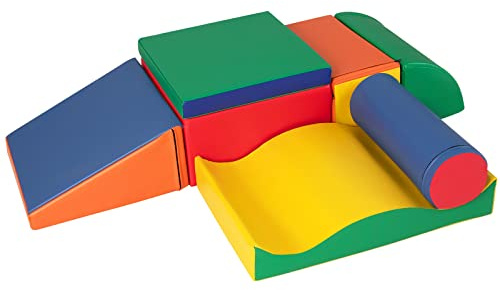 RELAX4LIFE Set di 7 Blocchi da Costruzione in in PU e EPE per Bambini, Set da Gioco Educativo per Arrampicarsi e Gattonare, Forme Diverse, per Casa, Asilo (Rosso)