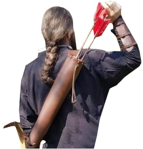 SIULAS Mittelalterlicher Schulterköcher - Antiker Lederköcher - Verstellbarer Bogen aus Bogenschießpaket mit Lederzubehör - für Jagd und Dekoration,Braun