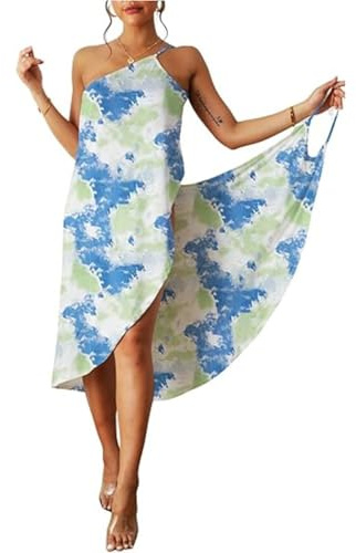 maxToonrain strandöverdrag för kvinnor, UK-spagettirem omlottklänning sarong strandkläder vardagsbruk kvinnor högtidskläder för sommar, strand, simning, Tie-dye, M