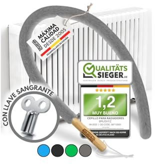 BRUSHYZ Pulisci Termosifoni Flessibile Lungo 115cm I Spazzola per Pulire Termosifoni senza Graffi I Spazzola Pulizia Caloriferi con Copertura Lavabile I Per Tutti i Radiatori I Colore: Grigio