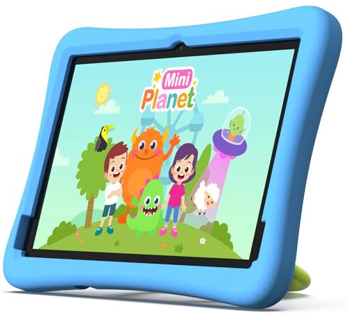 plimpton Kinder Tablet 10 Zoll, Tablets für Kinder mit Android 14 Octa Core, 4GB RAM+64GB ROM(1TB TF) mit Kindersicherung APP, 6000mAh, Wi-Fi, BT 5.3, Kids Tablet mit Eva Case - Blau