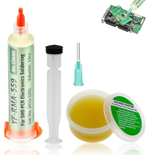 WEILAOK Flux de Colophane, Pâte à Souder, Flux Soudure Electronique, Sans Plomb, Pate a Souder Etain pour la Réparation par Etain a Souder de SMD/PCB/IC/BGA et d'Autres Composants, 30 G+10 cc