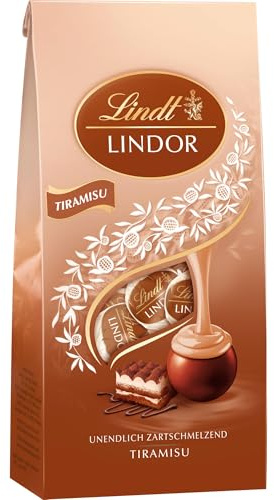 Lindt Schokolade | LINDOR Beutel Tiramisu | 137g | 11 Kugeln in Vollmilch-Schokolade mit zartschmelzender Tiramisu-Füllung | Schokoladen-Geschenk