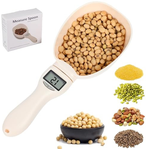 Winuoyang Digital Measuring Spoon, Food Measuring Scoop Scale 800g / 0.1g High Precision with LCD Screen Weighing Spoon Digital for Dispensing Food, Condiments and Pet Food