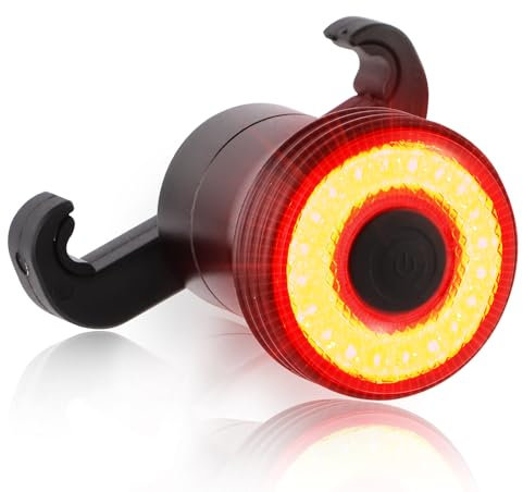 Smart Bike Tail Light, Brake Sensing, Auto On/Off, Super Bright 22 LEDs Rear Bike Light, 5 Lighting Modes, USB Rechargeable, IP65 Waterproof Aluminum Bike Back Light, Saddle and Seatpost Mount