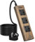 TOPREK Wood Grain 3 Way Extension Lead with USB Slots, Surge Protection, ON/OFF Switch, 13A/3250W, Extension Cable 2M for Home Kitchen Office