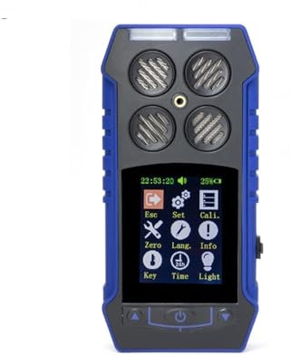 Detector de Gas portátil 4 en 1 O2 EX H2S CO Cuatro métodos de Alarma Conexión a Prueba de Tres Cables Detector de Alarma de Datos de Almacenamiento Sensores precisos para una detección rápida